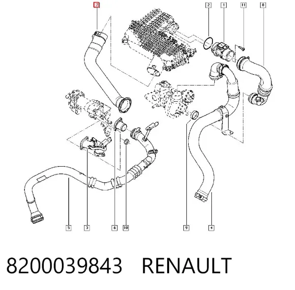 Króciec powietrza, wlot filtra powietrznego 8200039843 Renault (RVI)