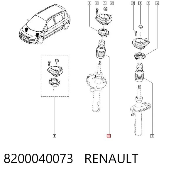 Osłona amortyzatora przedniego 8200040073 Renault (RVI)