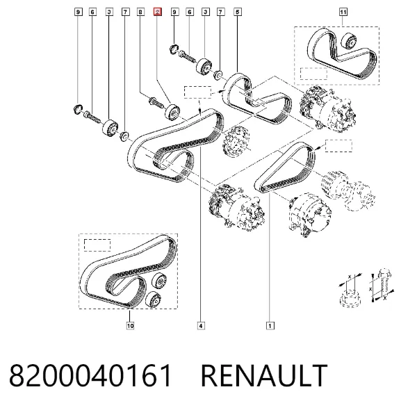 Rolka napinacza paska napędowego 8200040161 Renault (RVI)