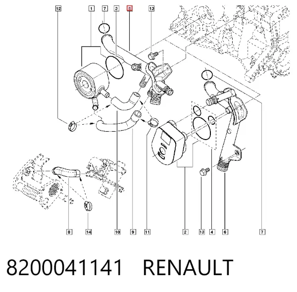 Przewód (króciec) układu chłodzenia 8200041141 Renault (RVI)