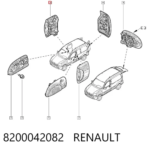 Klamka drzwi tylnych prawa zewnętrzna 8200042082 Renault (RVI)