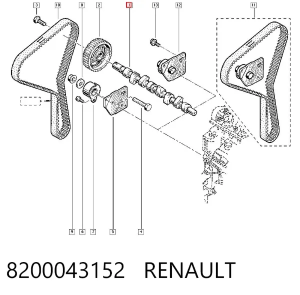 Wał rozrządu silnika 8200043152 Renault (RVI)