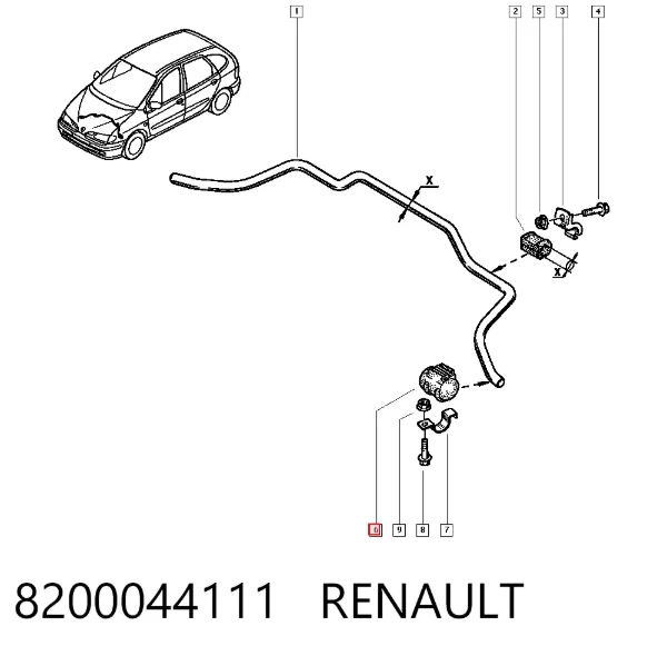 Tuleja stabilizatora przedniego zewnętrzna 8200044111 Renault (RVI)