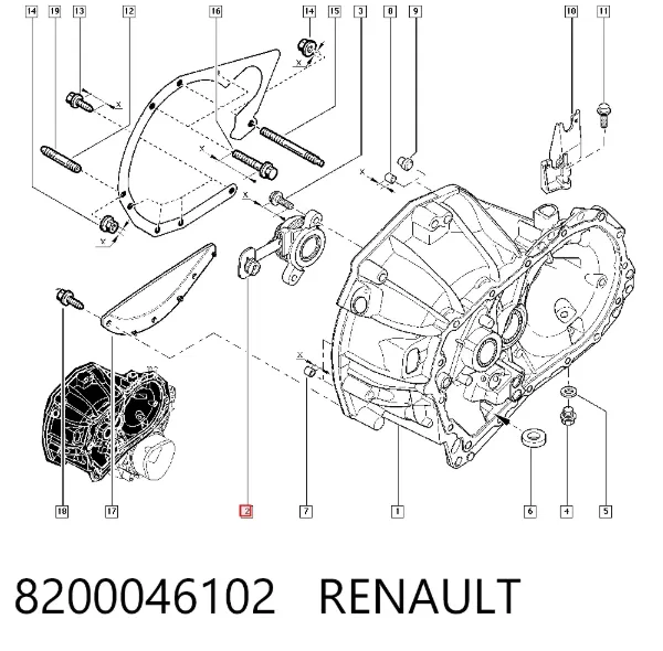 Cylinder roboczy sprzęgła (wysprzęglik) w komplecie z łożyskiem wyciskowym 8200046102 Renault (RVI)