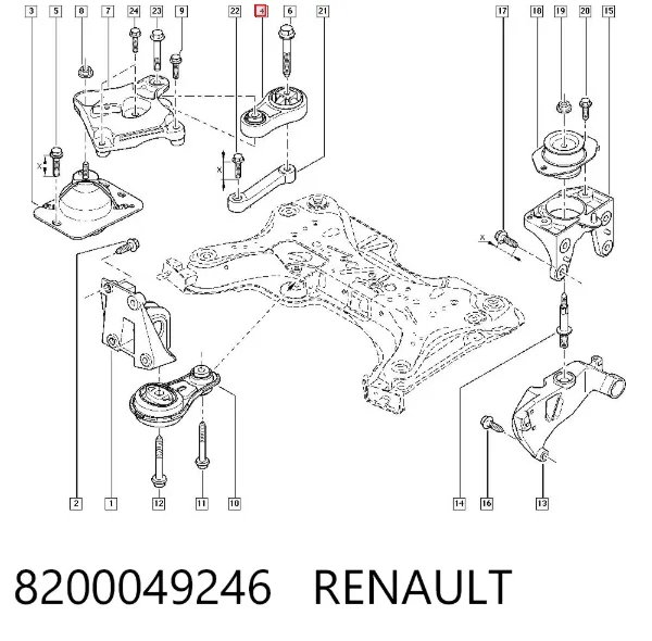 Poduszka (podpora) silnika górna 8200049246 Renault (RVI)