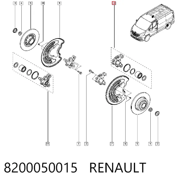Czop (zwortnica) tylny lewy 8200050015 Renault (RVI)