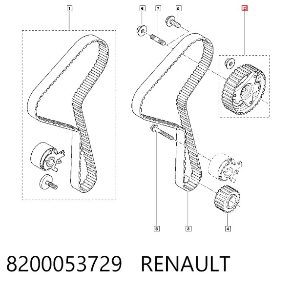 Koło zębatewalcowe wałka rozrządu silnika 8200053729 Renault (RVI)