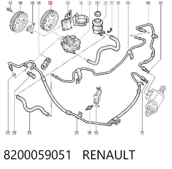 Koło pasowe pompy wspomagania hydraulicznego 8200059051 Renault (RVI)