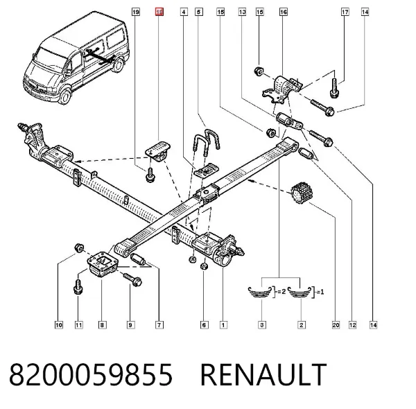 Odbój resoru tylnego 8200059855 Renault (RVI)