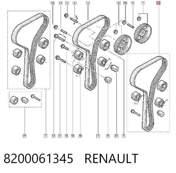 Rolka napinacza paska rozrządu 8200061345 Renault (RVI)