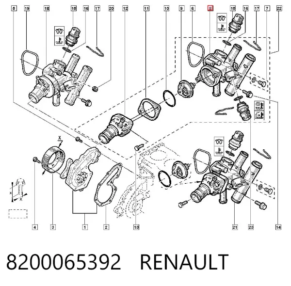 Obudowa termostatu 8200065392 Renault (RVI)