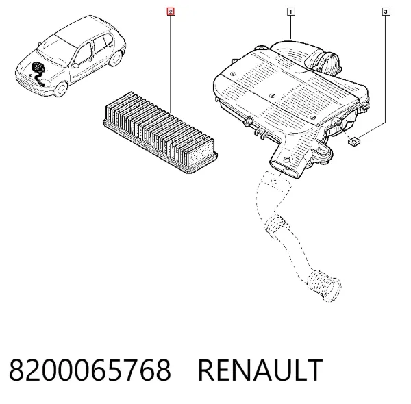 Filtr powietrza 8200065768 Renault (RVI)