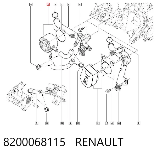 Chłodnica oleju, pod filtrem 8200068115 Renault (RVI)