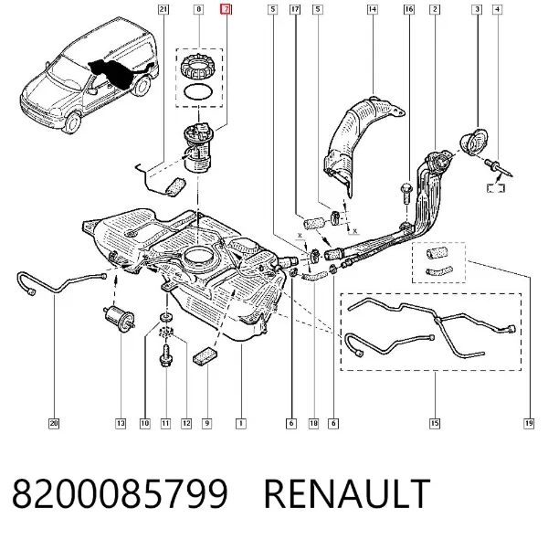 Czujnik poziomu paliwa w zbiorniku 8200085799 Renault (RVI)