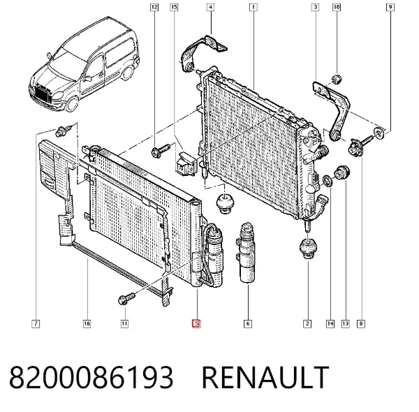 Chłodnica klimatyzacji 8200086193 Renault (RVI)