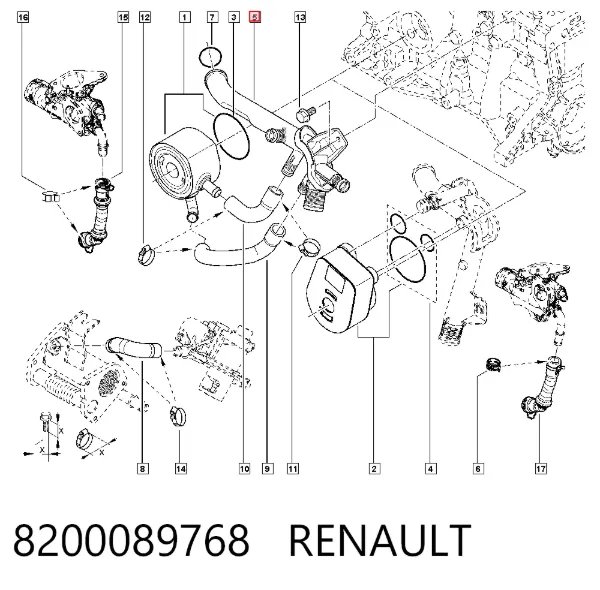 Przewód (króciec) układu chłodzenia 8200089768 Renault (RVI)