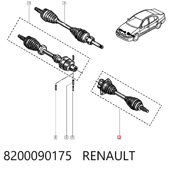 Półoś napędowa przednia lewa 8200090175 Renault (RVI)