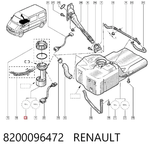 Czujnik poziomu paliwa w zbiorniku 8200096472 Renault (RVI)