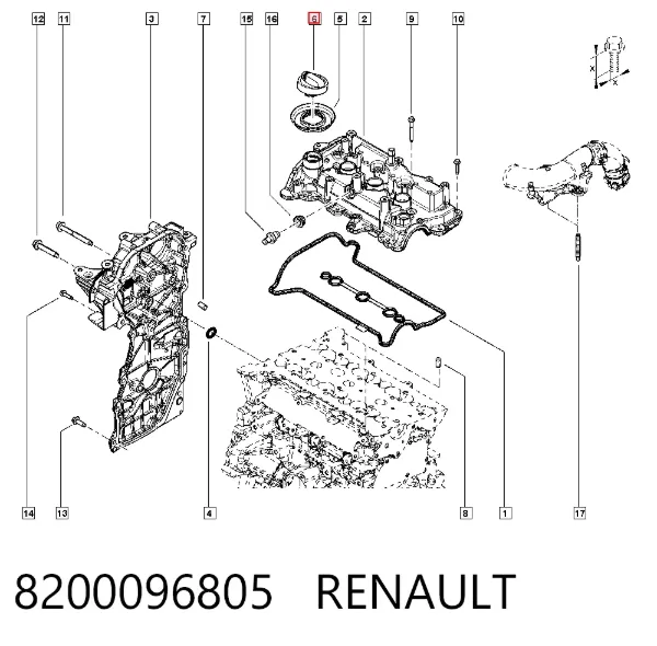 Korek wlewu oleju 8200096805 Renault (RVI)