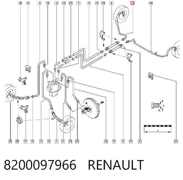 Przewód hamulcowy tylny prawy 8200097966 Renault (RVI)