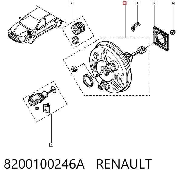Wzmacniacz próżniowy hamulców 8200100246A Renault (RVI)