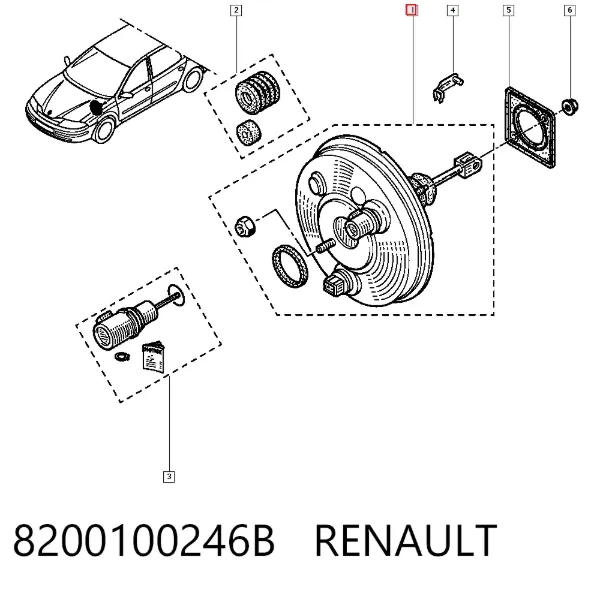 Wzmacniacz próżniowy hamulców 8200100246B Renault (RVI)