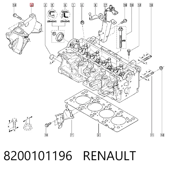 Wspornik górnej poduszki (podpory) silnika 8200101196 Renault (RVI)