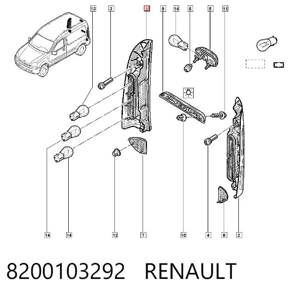Lampa zespolona tylna prawa 8200103292 Renault (RVI)