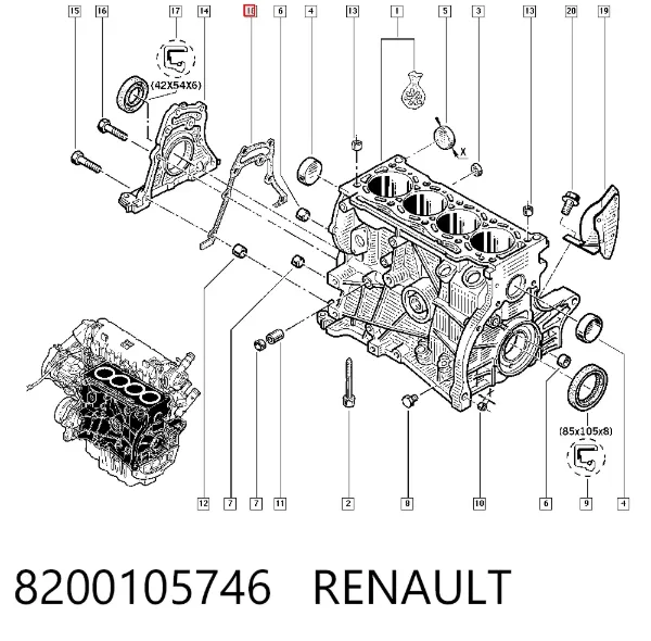 Uszczelka pokrywy przedniej silnika 8200105746 Renault (RVI)