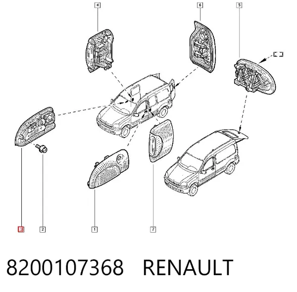 Klamka drzwi przednich zewnętrzna prawa 8200107368 Renault (RVI)