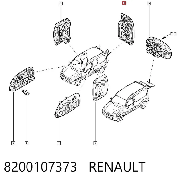 Klamka drzwi tylnych skrzydłowych lewa zewnętrzna 8200107373 Renault (RVI)