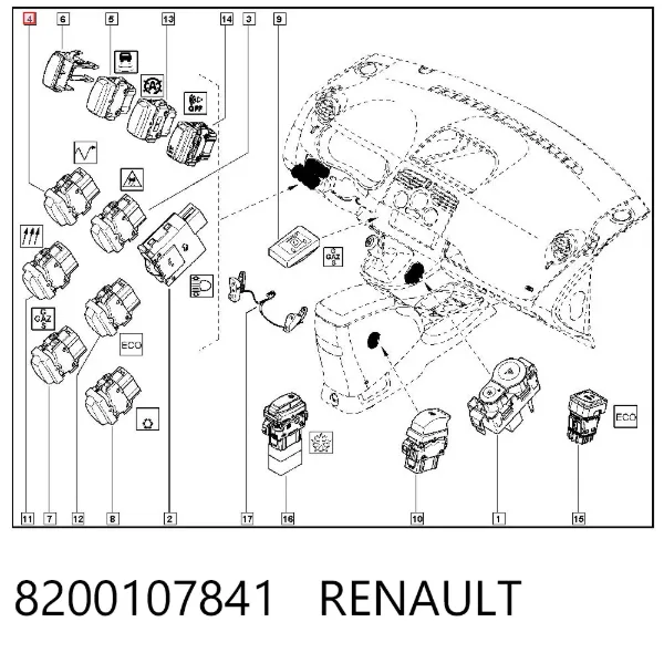 Przełącznik zespolony, sterownik tempomatu 8200107841 Renault (RVI)