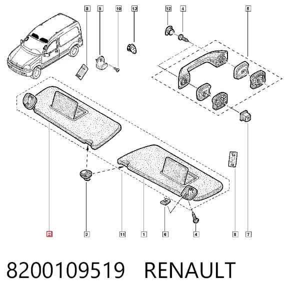 Osłona przeciwsłoneczna 8200109519 Renault (RVI)