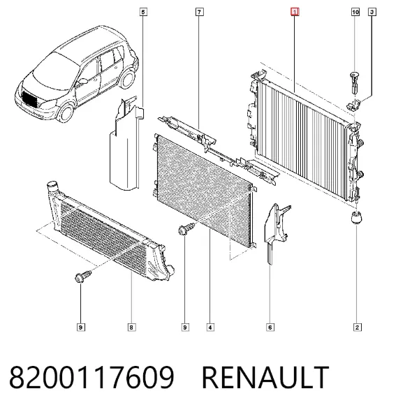 Chłodnica silnika 8200117609 Renault (RVI)