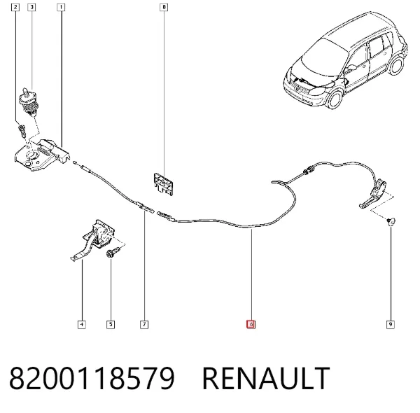 Linka otwierania maski 8200118579 Renault (RVI)