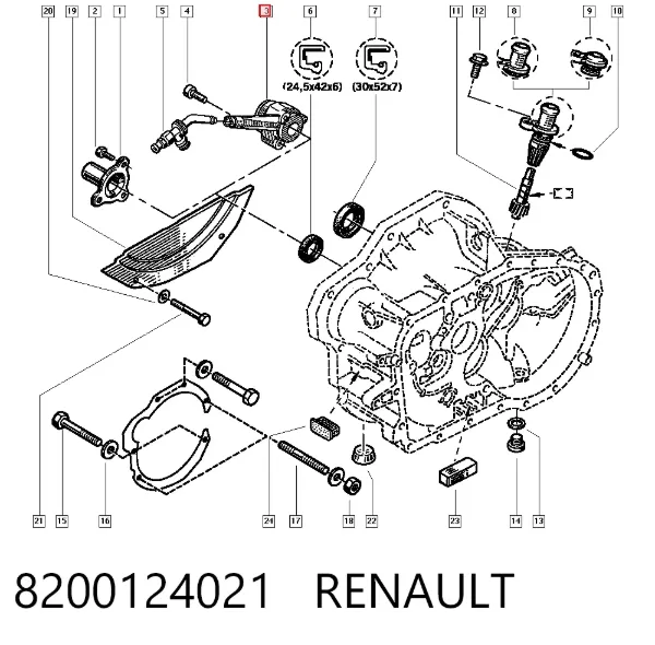 Cylinder roboczy sprzęgła (wysprzęglik) w komplecie z łożyskiem wyciskowym 8200124021 Renault (RVI)