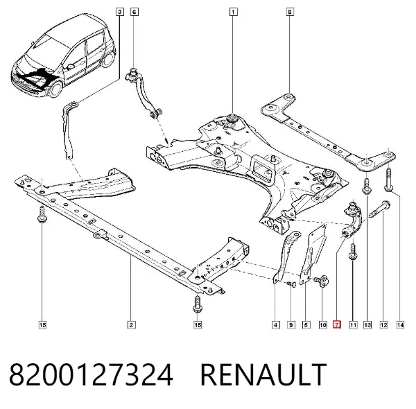 Wspornik przedniej belki 8200127324 Renault (RVI)