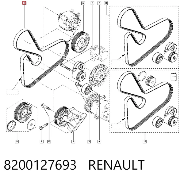 Pas napędowy mechanizmów 8200127693 Renault (RVI)
