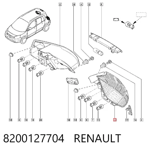 Lampa zespolona tylna lewa 8200127704 Renault (RVI)