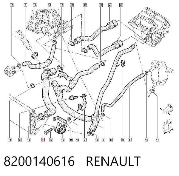 Przewód (króciec) chłodnicy górny 8200140616 Renault (RVI)