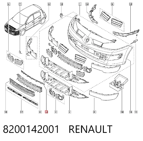 Zderzak przedni 8200142001 Renault (RVI)