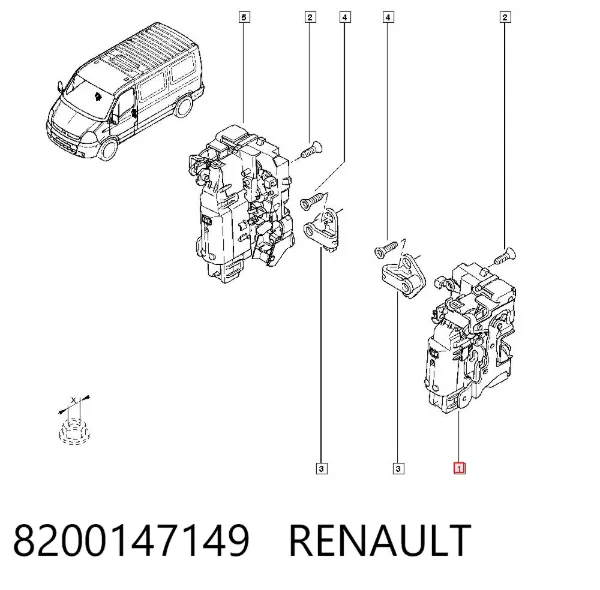 Zamek drzwi przednich lewych 8200147149 Renault (RVI)