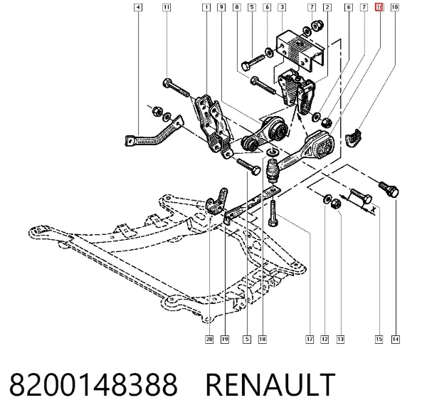Poduszka (podpora) silnika tylna 8200148388 Renault (RVI)
