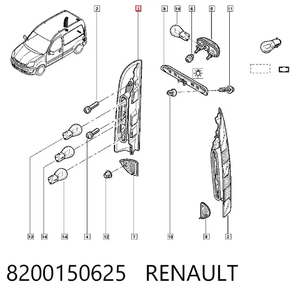 Lampa zespolona tylna prawa 8200150625 Renault (RVI)