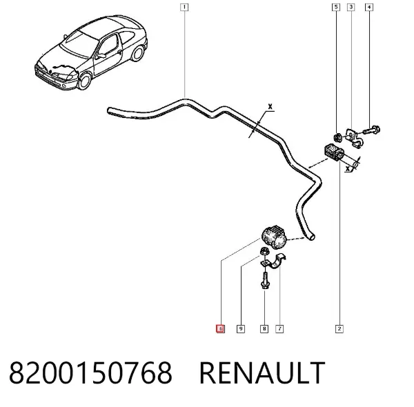 Tuleja stabilizatora przedniego zewnętrzna 8200150768 Renault (RVI)