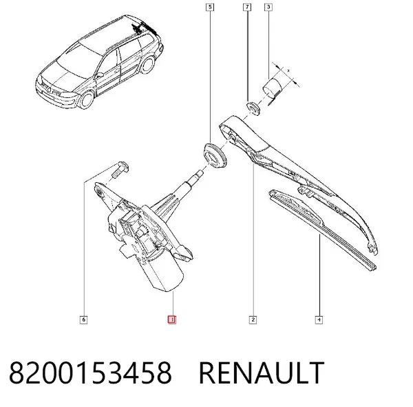 Silniczek wycieraczki tylnej szyby 8200153458 Renault (RVI)