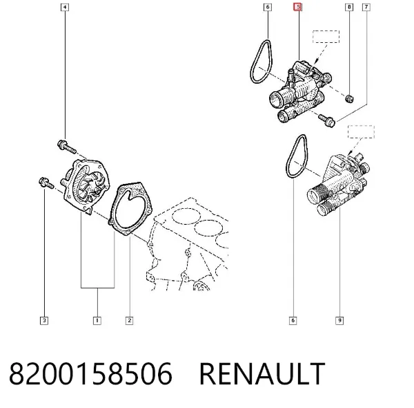 Obudowa termostatu 8200158506 Renault (RVI)