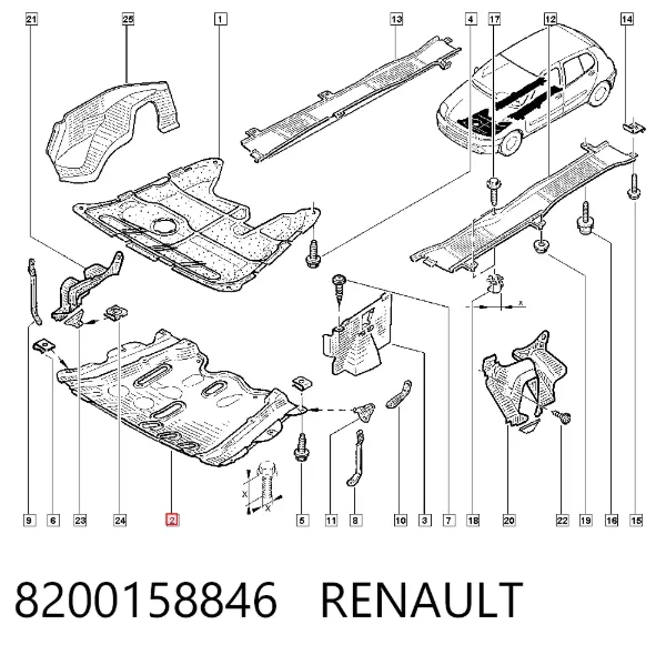 Osłona silnika przednia 8200158846 Renault (RVI)