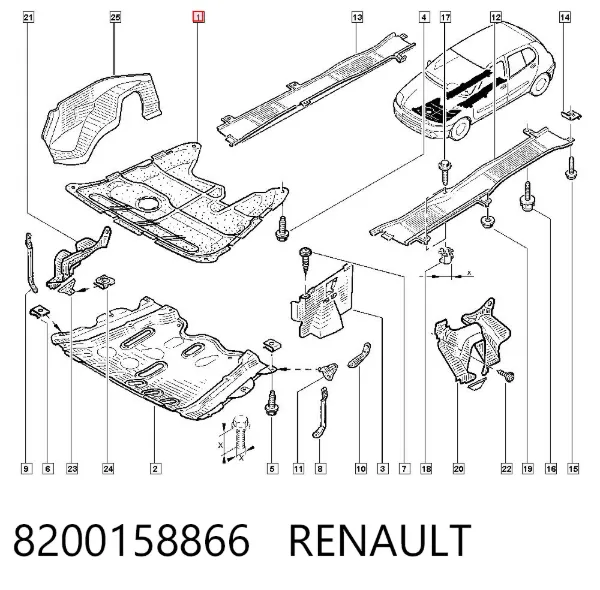 Osłona silnika, miski (przedziału silnika) 8200158866 Renault (RVI)