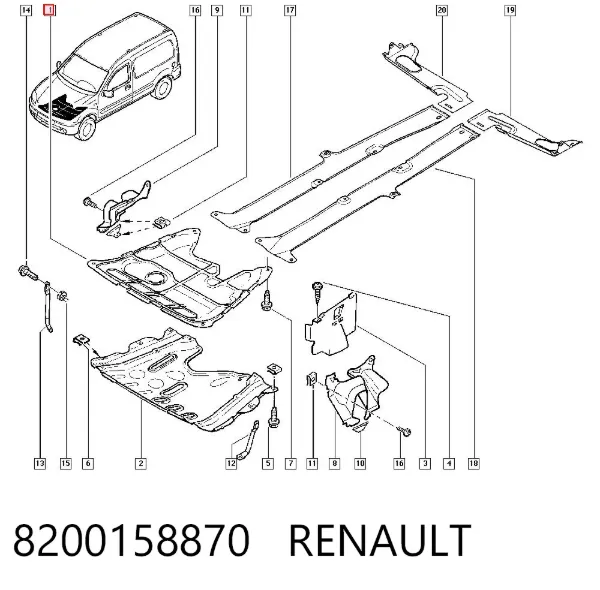 Osłona silnika, miski (przedziału silnika) 8200158870 Renault (RVI)